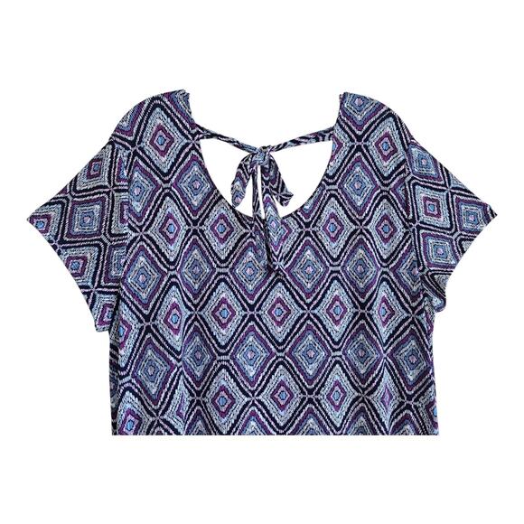 CHICO'S 3 Women XL 16 18 Midi Dress Jersey Diamond Pattern Fishtail Hem Bust 46" - Picture 5 of 6